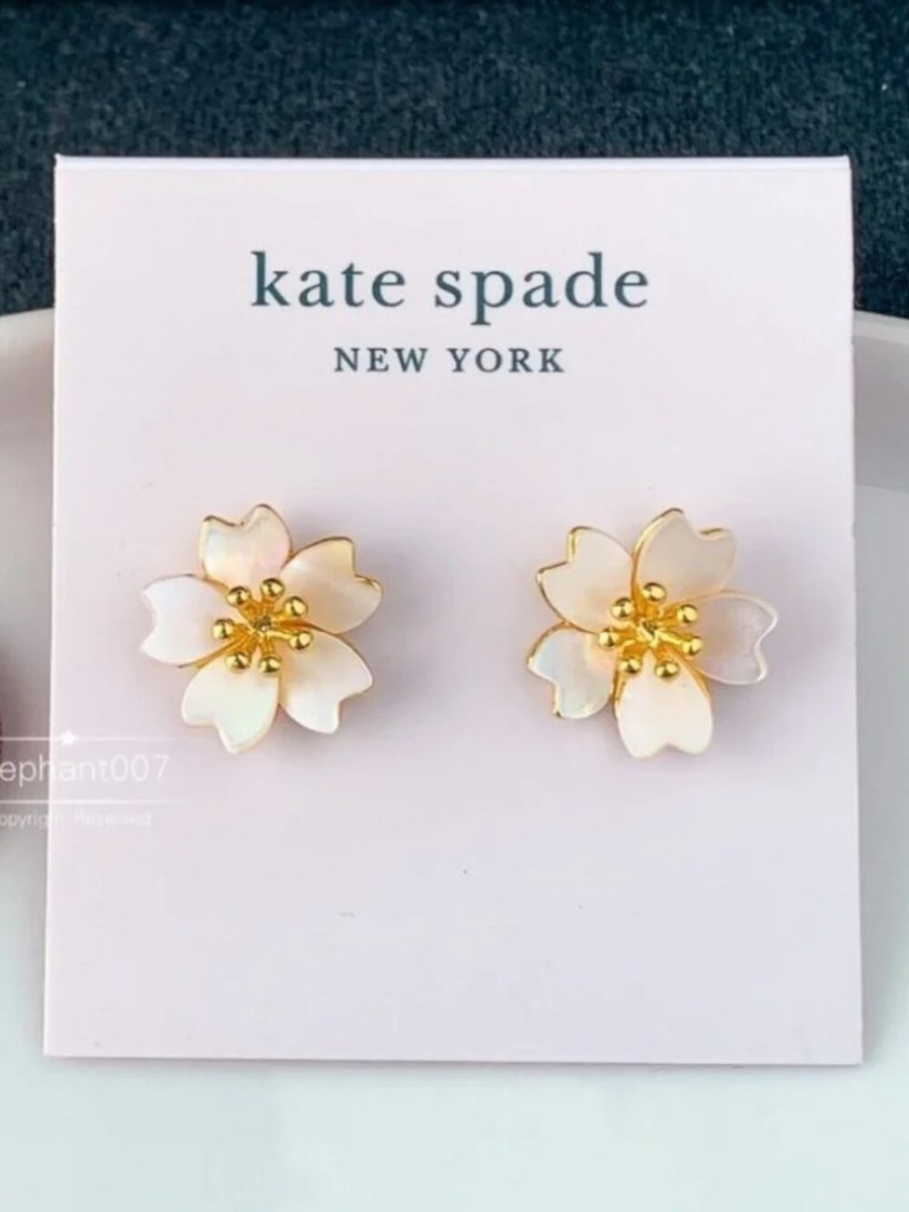 Kate Spade Mother of Pearl Cherry Blossom Flower Stud Earrings